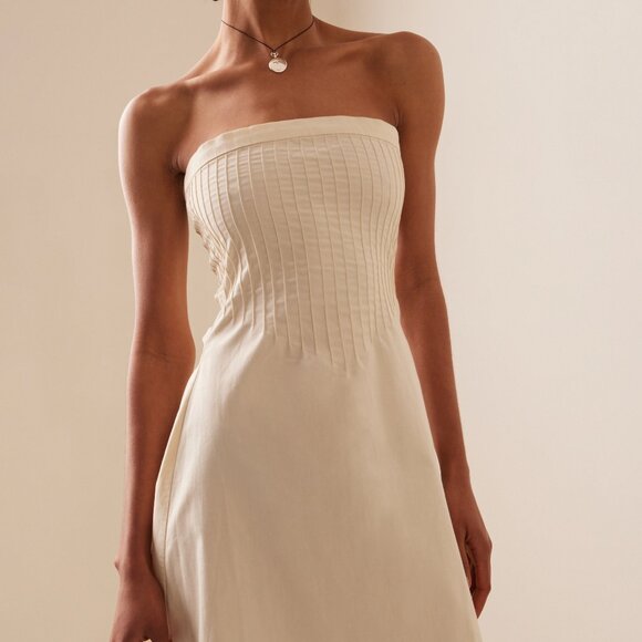 Marlies Grace Exclusive Lou Cotton-Blend Midi Dress strapless beautiful NWT - Picture 1 of 11